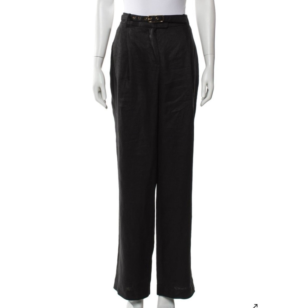 Zimmermann Hypnotic High Waisted Belted Linen Blend Wide Leg Pants 0